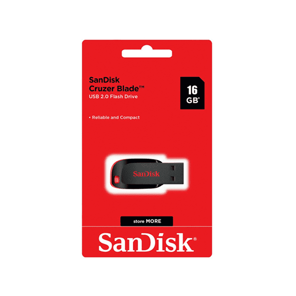 SANDISK CRUZER BLADE USB 2.0 FLASH DRIVE 16GB